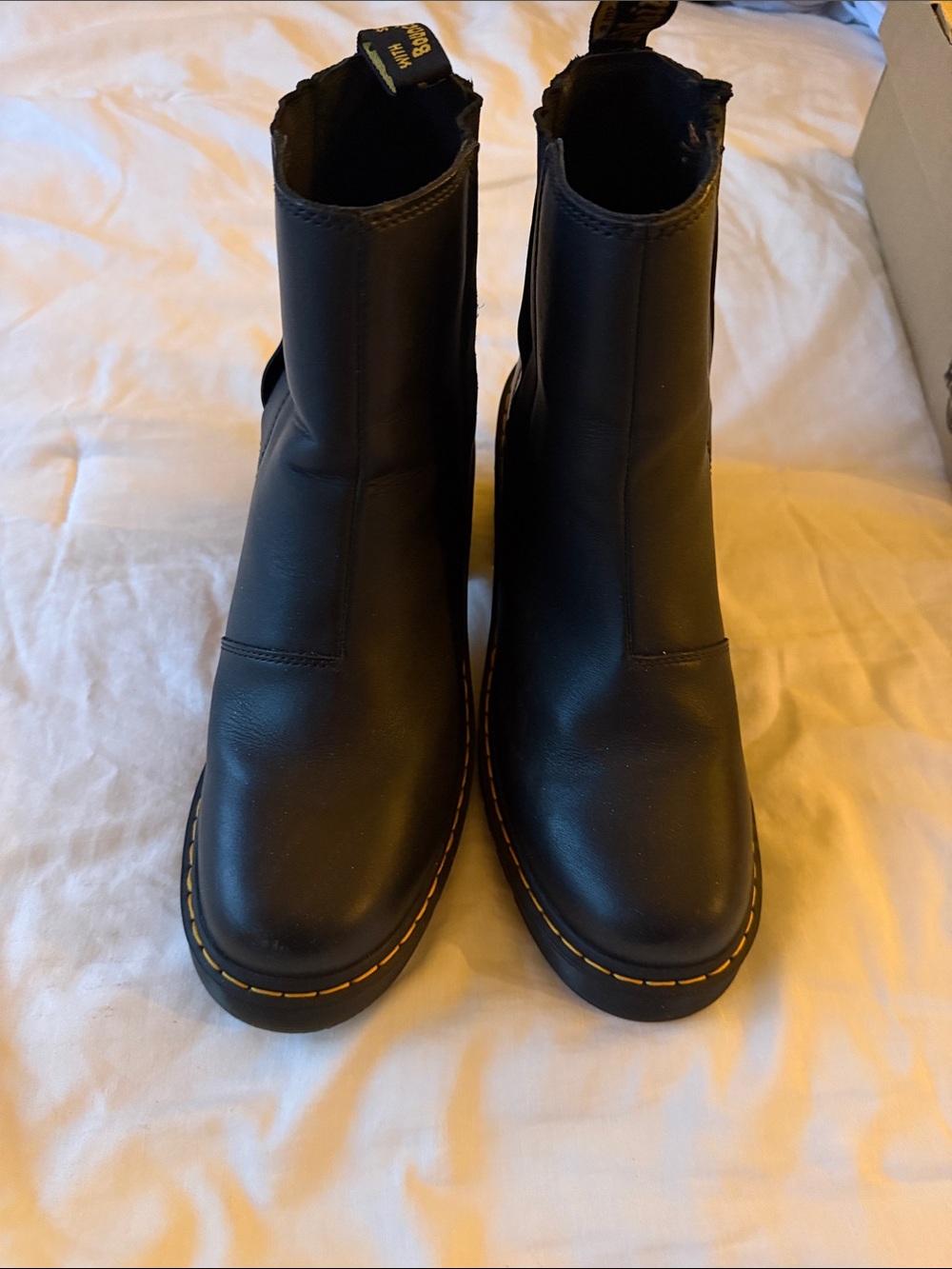 Dr. Martens Spence Black Chunky Heel Ankle Boots - Picture 2 of 5